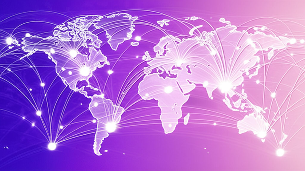 Global business collaboration across world map