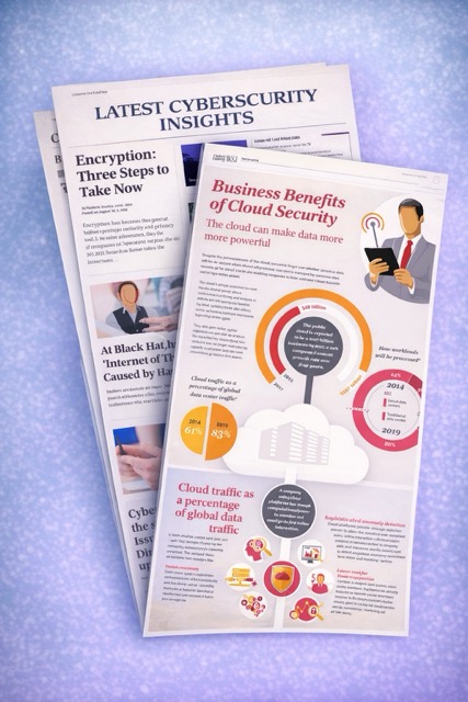 PwC WSJ Cybersecurity Insights - showcasing thought leadership content including encryption guidance and cloud security benefits